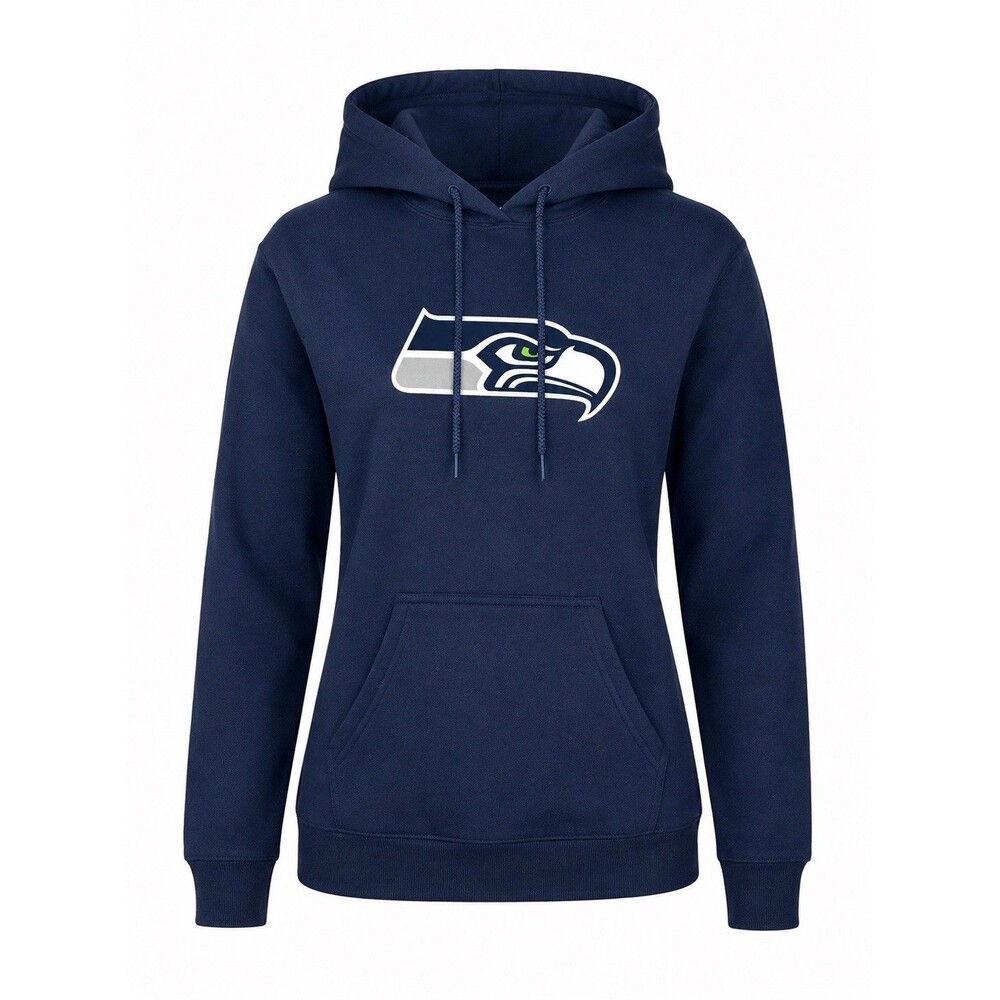 Seattle Seahawks NFL Team Apparel Womens Small Hoodie Navy Pullover Fleece Logo